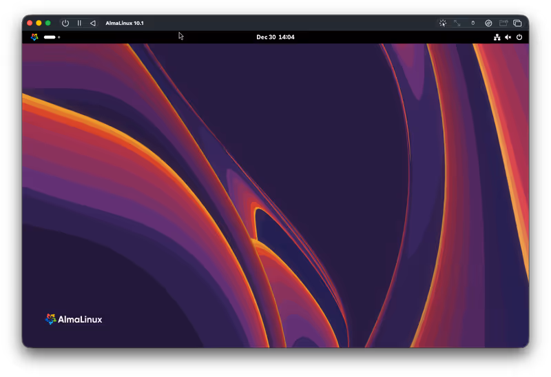 AlmaLinux 10 MinimalにGNOMEをインストール後のデスクトップ画面