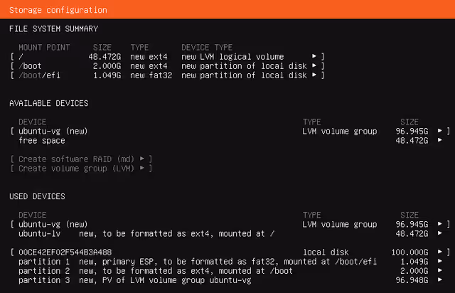 ストレージコンフィギュレーションの設定