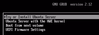 ubuntu serverのインストールブートメニュー